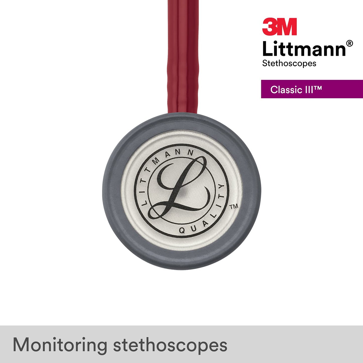 Littmann 3M Classic Iii Monitoring Stethoscope, Burgundy Tube, 27 Inch, 5627