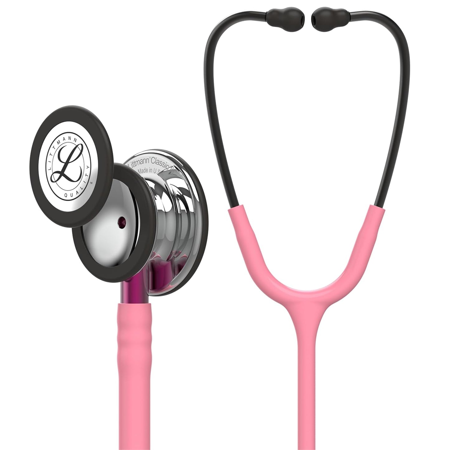 3M Littmann Classic III Monitoring Stethoscope, Mirror Chestpiece, Pearl Pink Tube, Pink Stem and Smoke Headset, 27 inch, 5962