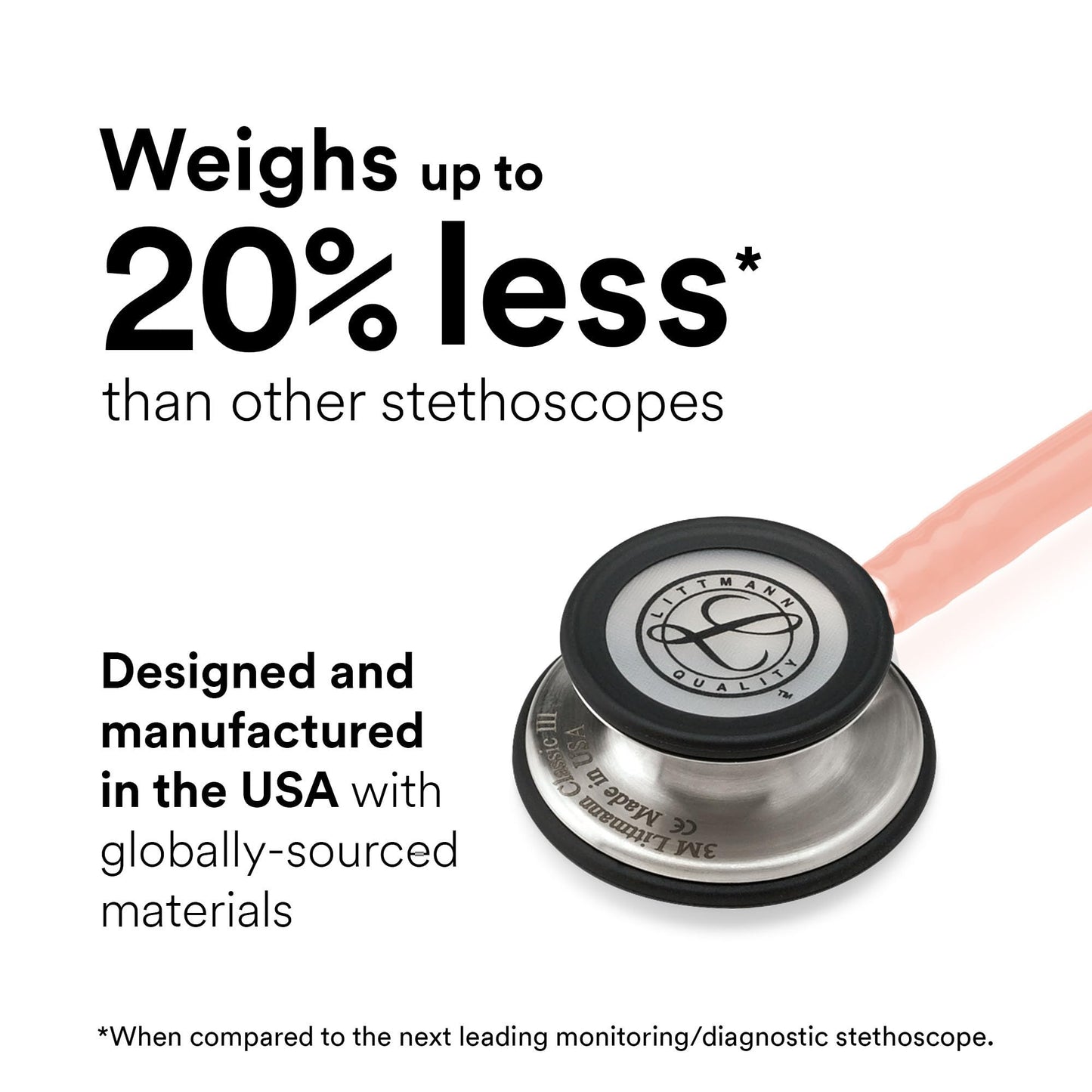 3M Littmann Classic III Monitoring Stethoscope, Stainless Steel Chest Piece, Champagne Pink Tube, 5910C